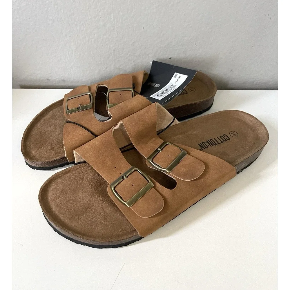 COTTON ON Double Buckle Sandal Mens US‎ 8 EU 41 Brown Unisex